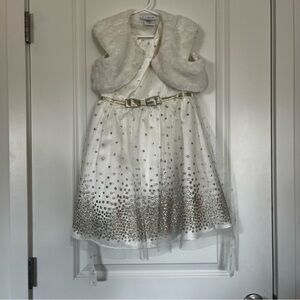 Jona Michelle White and Gold Formal Kids Dress